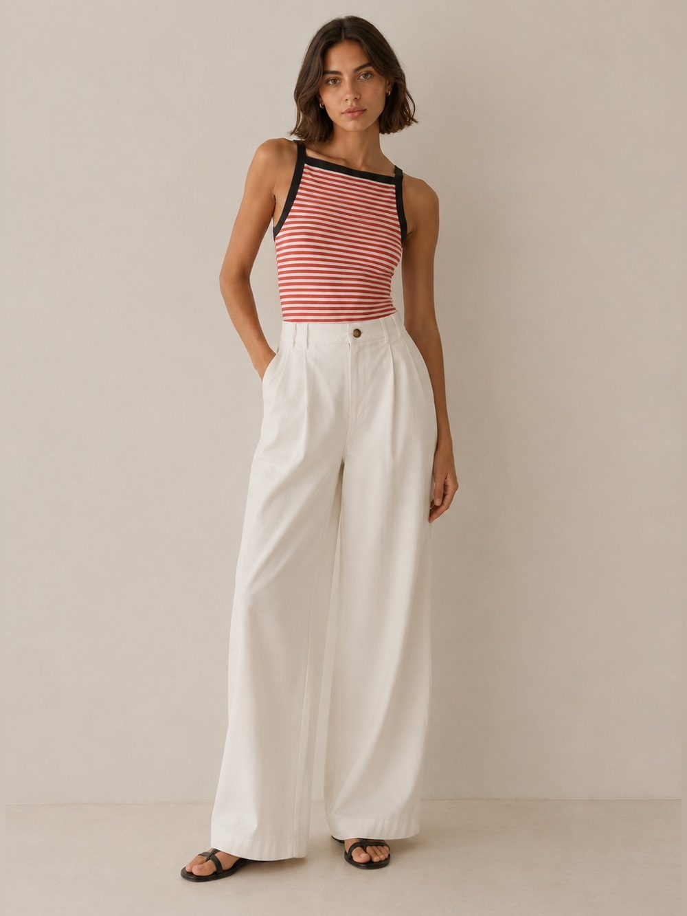 DÔEN Andrea Tank in Rouge Nantucket Stripe | L - Picture 5 of 12